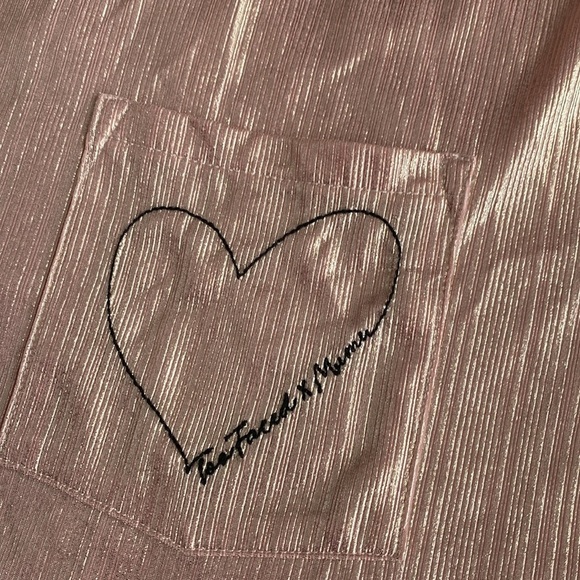 Show Me Your MuMu Pink Metallic Short Sleeve Tee Medium - Picture 7 of 15